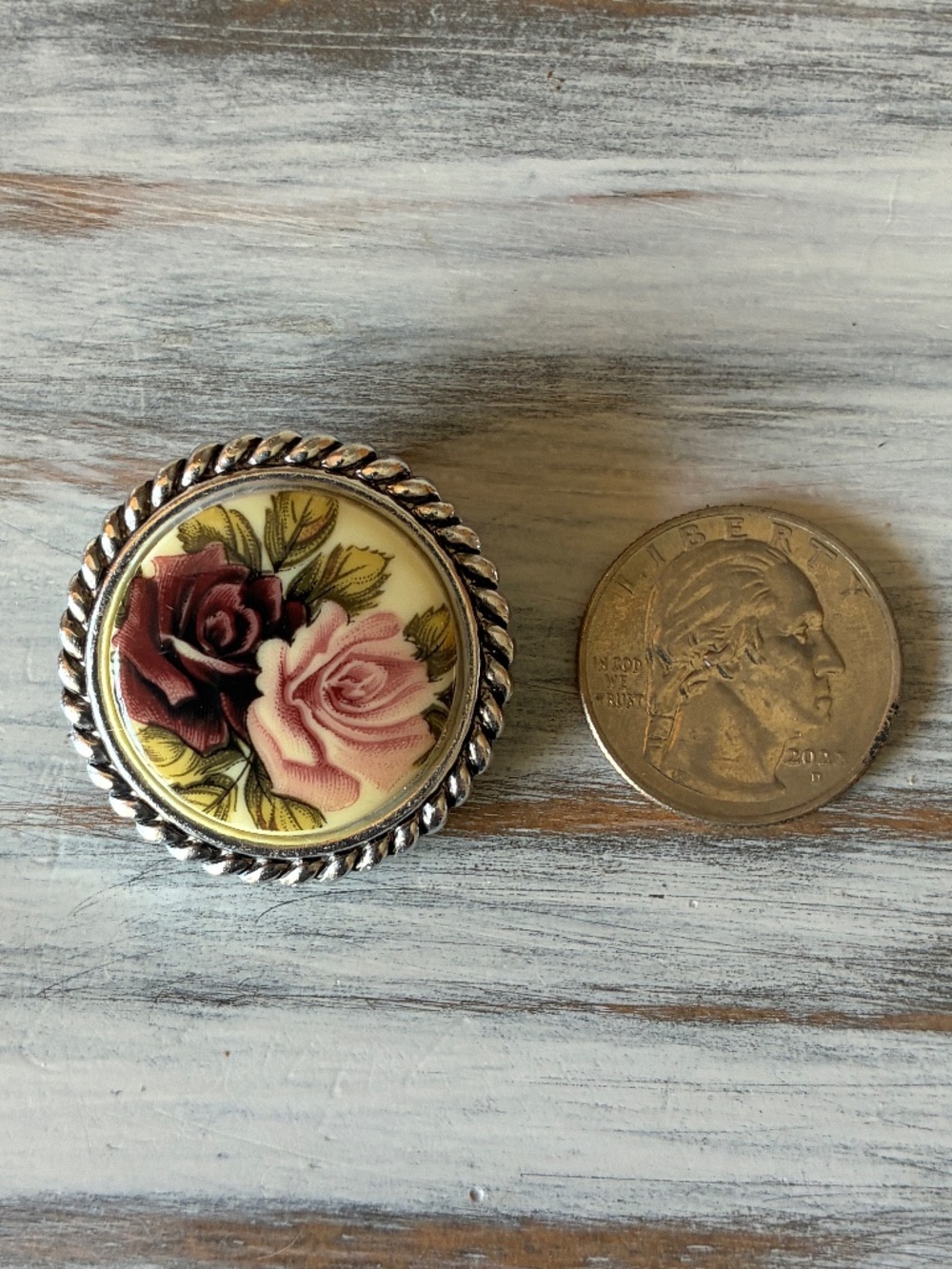 Vintage Rose Brooch Scarf Clip - Picture 3 of 7